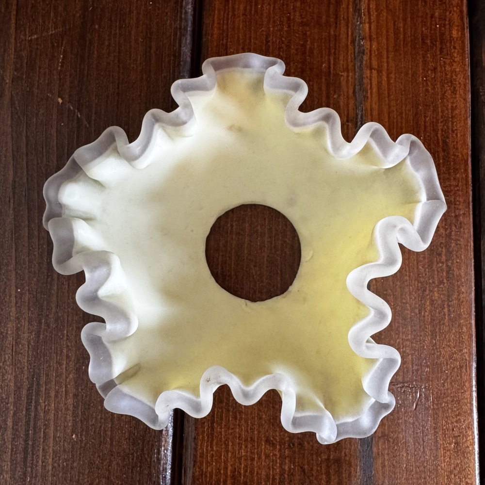 Satin Clear Edge Custard Glass Victorian Candle Bobeche